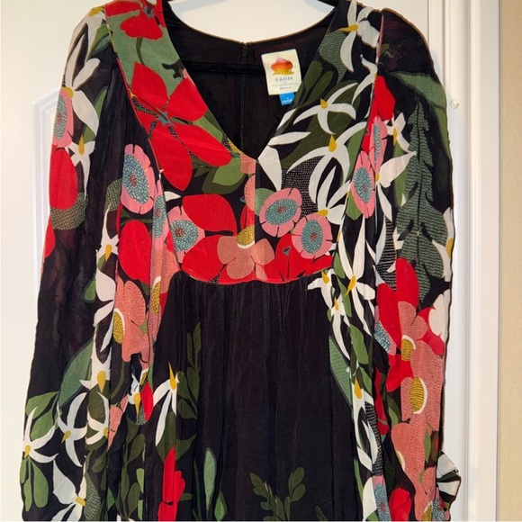 Farm Rio by Anthropologie Floral Long Sleeve Maxi Dress size small - Picture 4 of 10